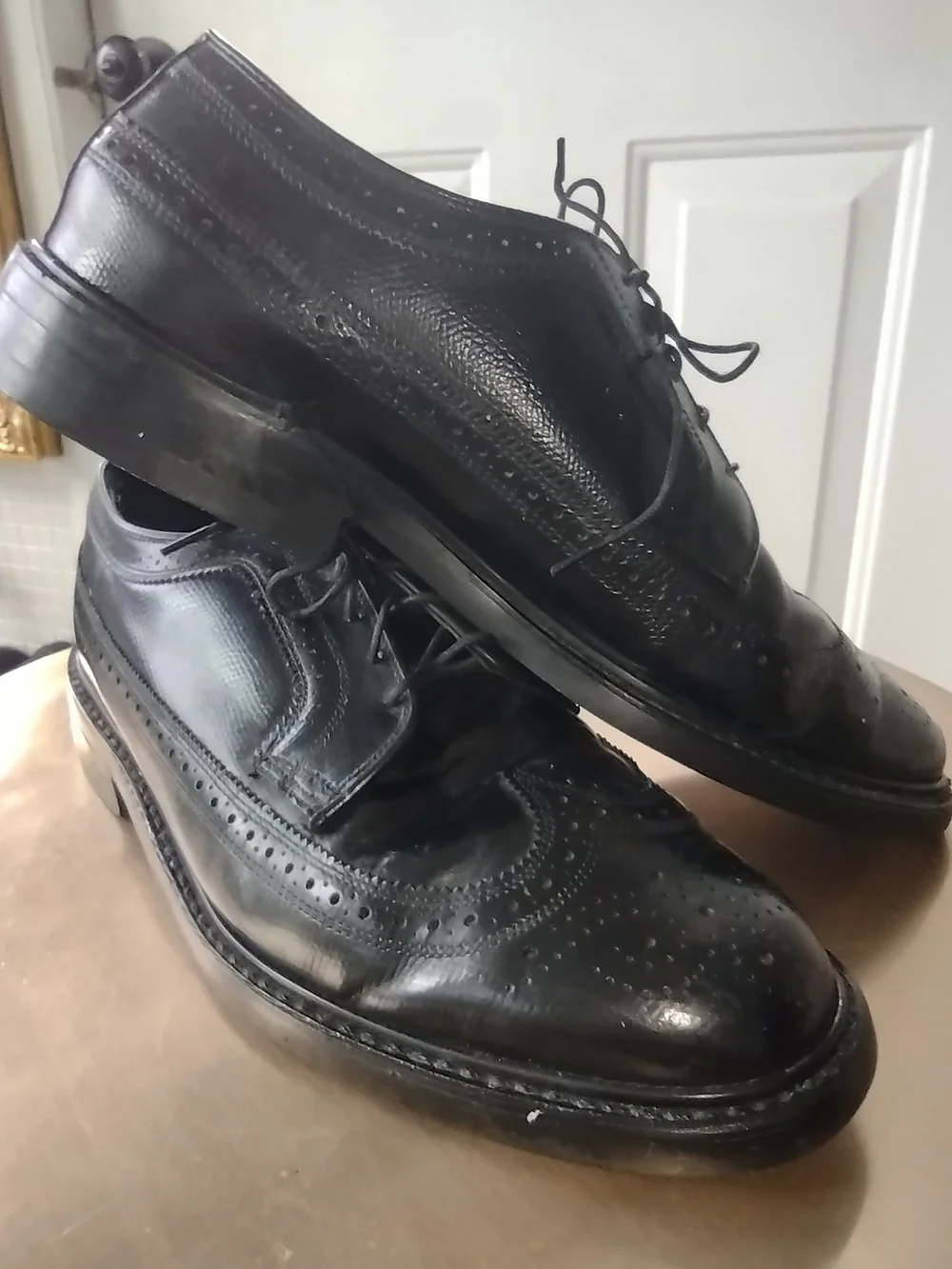 Thom McAn Black Leather Wingtip Oxfords
